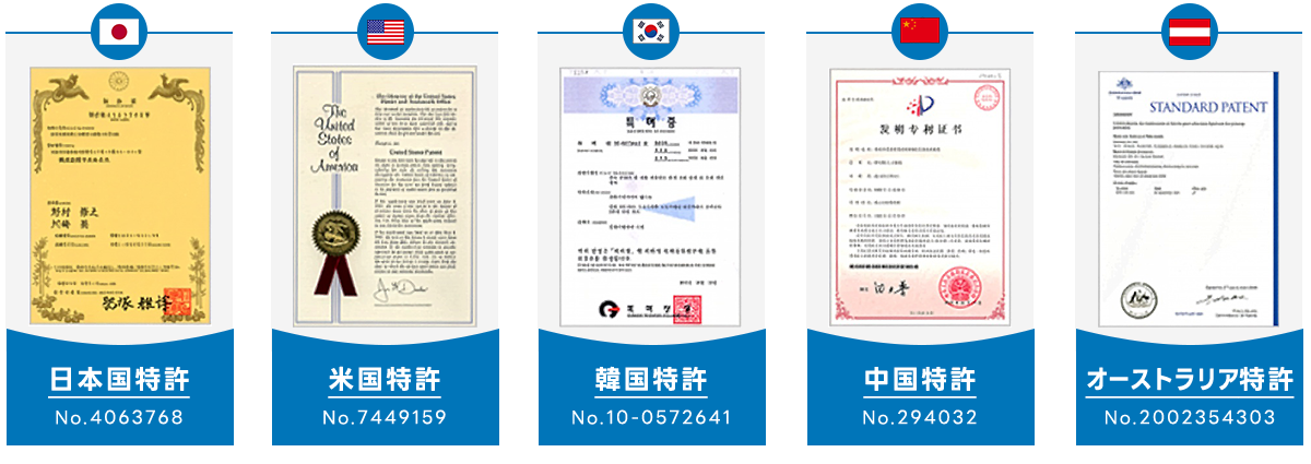 5か国で特許取得